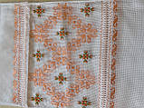 Рушник вишитий "Орнамент Гладь" персиковий на панамі ручної роботи 198*33 см., фото 2