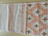 Рушник вишитий "Орнамент Гладь" персиковий на панамі ручної роботи 198*33 см., фото 4