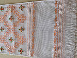 Рушник вишитий "Орнамент Гладь" персиковий на панамі ручної роботи 198*33 см., фото 5