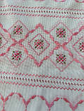 Рушник вишитий "Орнамент Гладь" рожевий на панамі ручної роботи 198*33 см, фото 3