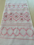 Рушник вишитий "Орнамент Гладь" рожевий на панамі ручної роботи 198*33 см, фото 4