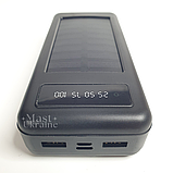 Повербанк портативный с солнечной батареей и фонарем 30000mAh, +3 переходника, PowerBank Черный A88-1-Black, фото 8