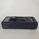 Повербанк портативный с солнечной батареей и фонарем 30000mAh, +3 переходника, PowerBank Черный A88-1-Black, фото 9