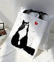 Сумка шоппер льняна "Котики" 2340-2