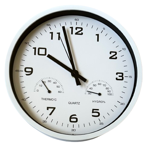 Годинник настінний Timelike™ (25 см) з термометром та гігрометром M-02-W білий