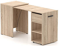 Стіл-тумба-трансформер Hobana Хобана Ш1 Дуб Сонома з 1 ящиком, двома полицями для дому, офісу, салону Knap Knap