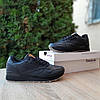 Жіночі термо кросівки Reebok Classic Leather Black Чорні Рібок Класік Лезер шкіра на флісі єврозима, фото 5