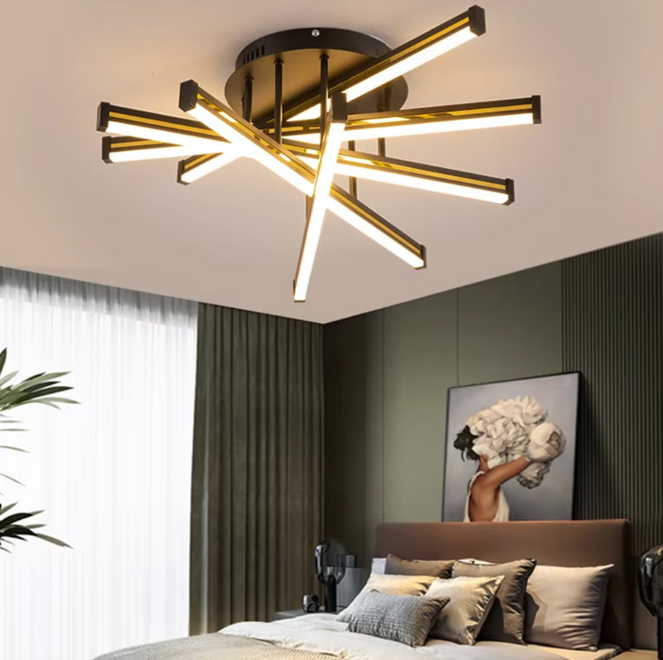 Футуристична Led люстра у корпусі чорний хром 77018-5 Gray+BK, фото 1