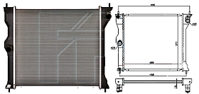Радіатор охолодження двигуна Citroen C-Zero 10-20 AVA АКПП/МКПП; 400X370X16; (35 KW/47 KW/49 KW/0.7)