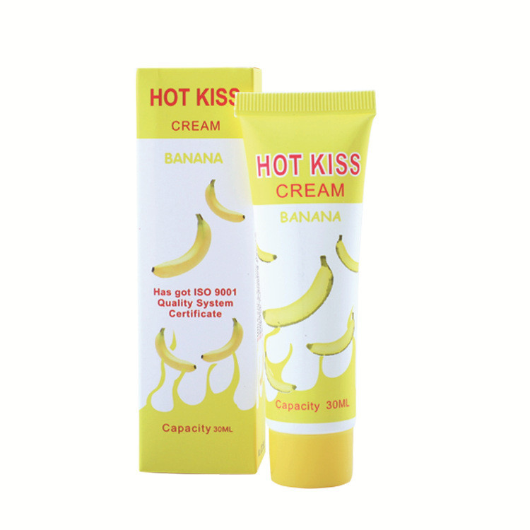 Інтимний гель-лубрикант на водній основі Hot Kiss з ароматом банану, 30 мл. Бананове інтимне мастило для сексу