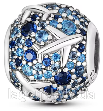 Срібний шарм-підвіска у стилі PANDORA Travel Charm 925 проба срібна намистна на браслет ПАНДОРА
