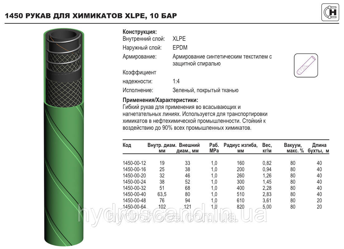 Рукав для хімікатів, стійкий майже до всіх хімічних речовин, 1450 - фото 2 - id-p697547