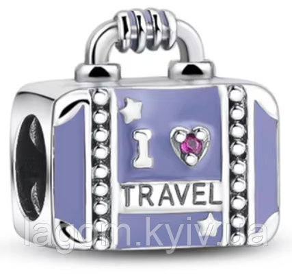 Срібний шарм-підвіска у стилі PANDORA Travel Charm 925 проба срібна намистна на браслет ПАНДОРА, фото 1