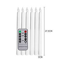 Набор 6 электронных LED свечей с пультом управления, тонкие 2*27 см с имитацией пламени на батарейках SE 0201