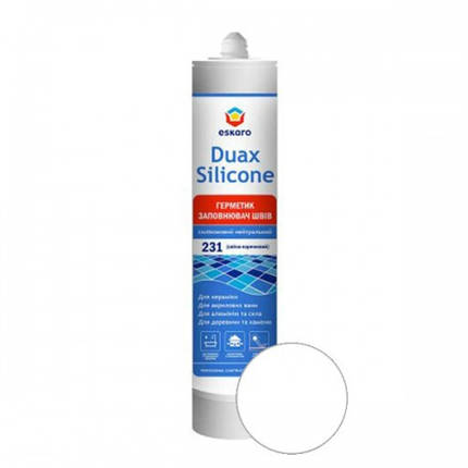 Герметик ESKARO Duax Silicone для швів силіконовий, (No210 білий), 300 мл, фото 1