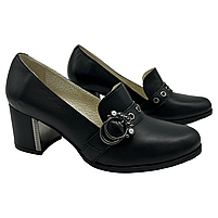 Туфлі жіночі з натуральної шкіри чорного кольору на підбора 6 см “Style Shoes”, фото 6