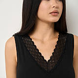 Майка жіноча чорна на широкій бретелі з мереживом Розмір M L XL XXL, фото 2