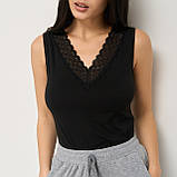 Майка жіноча чорна на широкій бретелі з мереживом Розмір M L XL XXL, фото 3