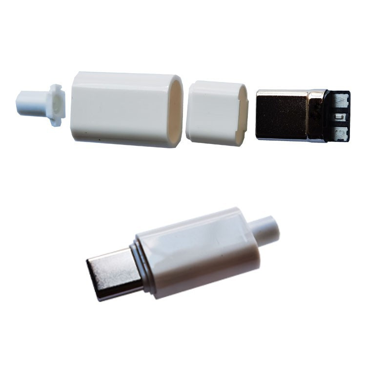USB Type-C тато (male), 3pin, 5A конектор / штекер / вилка, білий