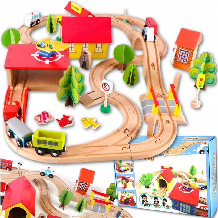 Дерев'яна залізниця-колія 69 елементів, фото 1