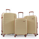 Валіза мала S поліпропілен бежева 55х37х23+5см/48л/2.9кг/Worldline 293, фото 10