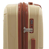 Валіза мала S поліпропілен бежева 55х37х23+5см/48л/2.9кг/Worldline 293, фото 8