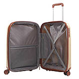 Валіза мала S поліпропілен бежева 55х37х23+5см/48л/2.9кг/Worldline 293, фото 9