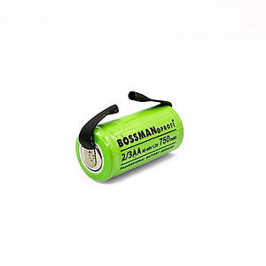 Промисловий Ni-Mh акумулятор 2/3 AA Bossman Profi 750mAh (1.2v) з контактами