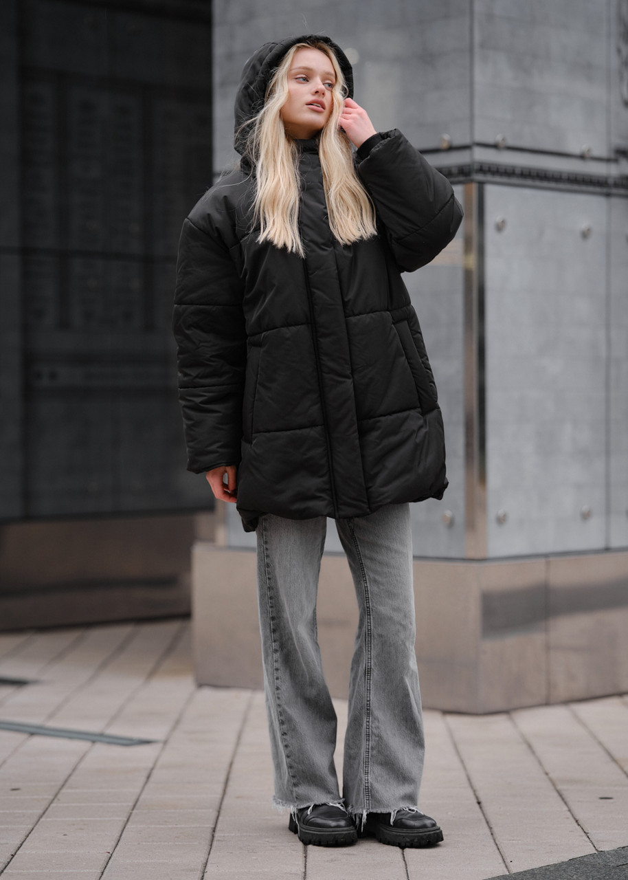 Жіноча Зимова Куртка Стаф Чорна Однотонна Утеплена Staff Di Black Shopingo - фото 1 - id-p2771749411