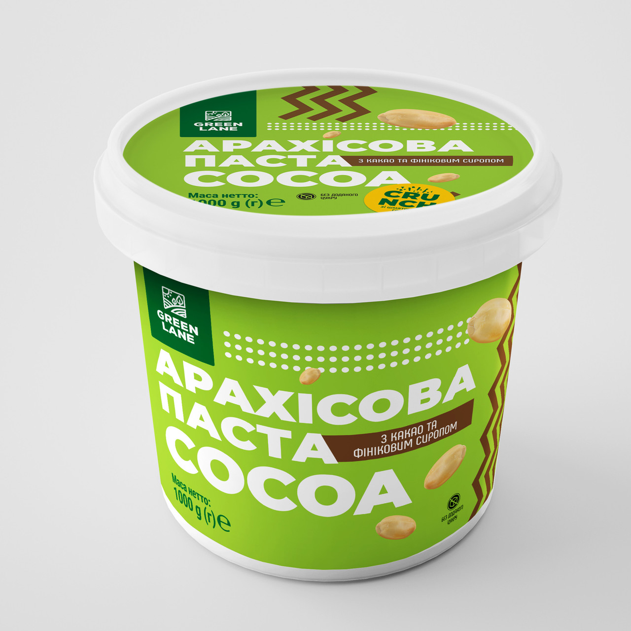 Арахісова паста кранч з какао та фініковим сиропом 1000 г., натуральна, без доданого цукру COCOA CRUNCH