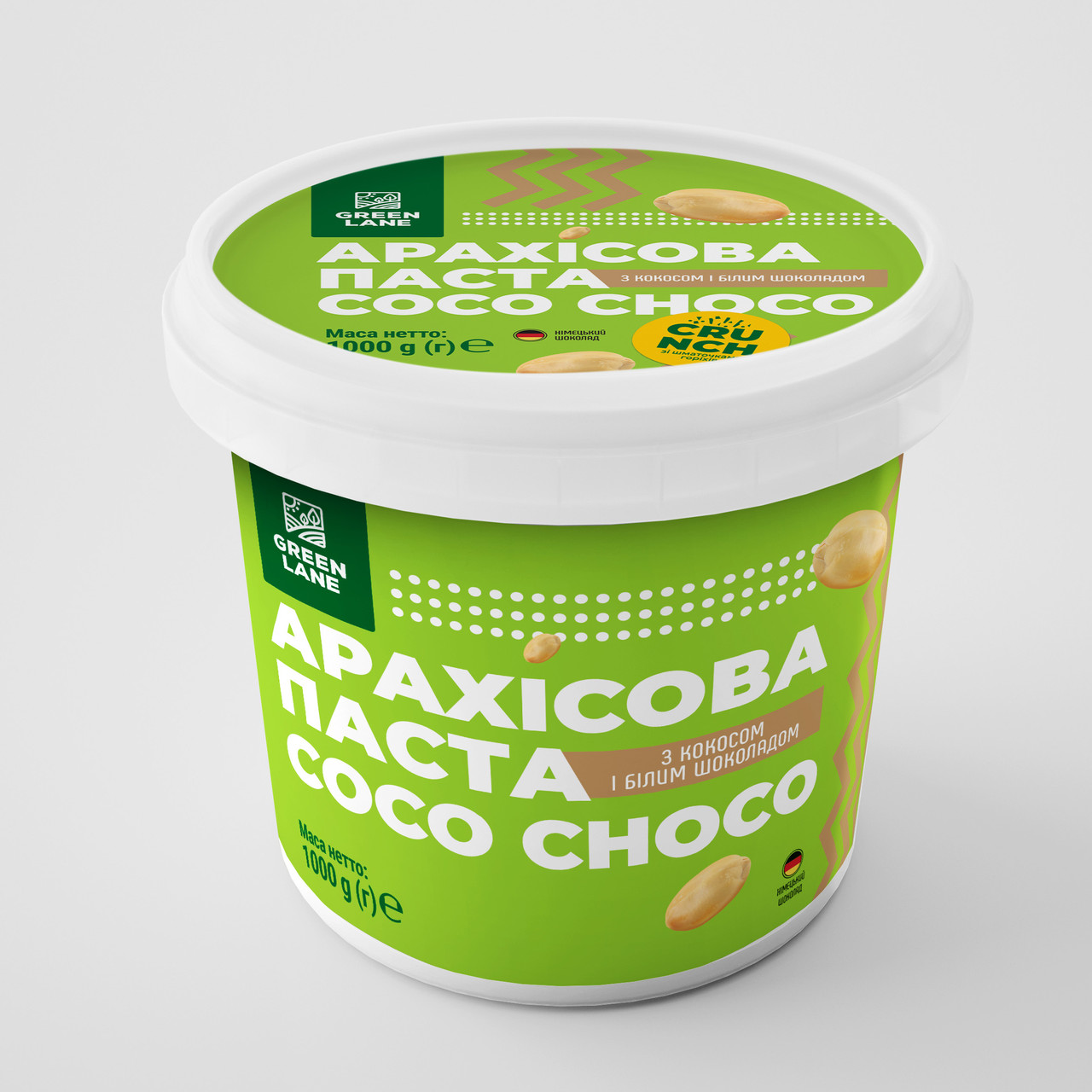 Арахісова паста кранч з кокосом та білим шоколадом 1000 г., натуральна, без консервантів COCO CHOCO CRUNCH