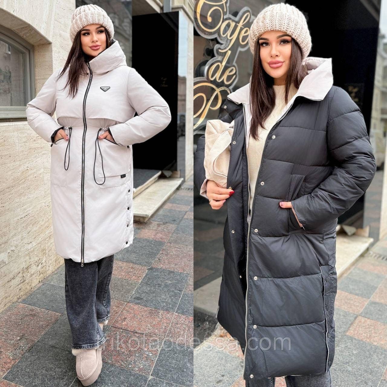 Пальто жіноче двостороння зима 105дг батал р.48-58, фото 1