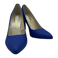 Туфлі жіночі із шкіри синього кольору на шпильці 9 см "Style Shoes", фото 3