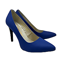 Туфлі жіночі із шкіри синього кольору на шпильці 9 см "Style Shoes", фото 4