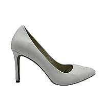 Туфлі жіночі на шпильці 9 см із шкіри білого кольору класичні “Style Shoes”, фото 3