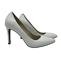 Туфлі жіночі на шпильці 9 см із шкіри білого кольору класичні “Style Shoes”, фото 5