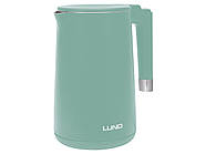 Електрочайник з термостатом з нержавіючої сталі LUND 1,5 л бірюзовий, 2200 Вт, живл від мережі 230 В