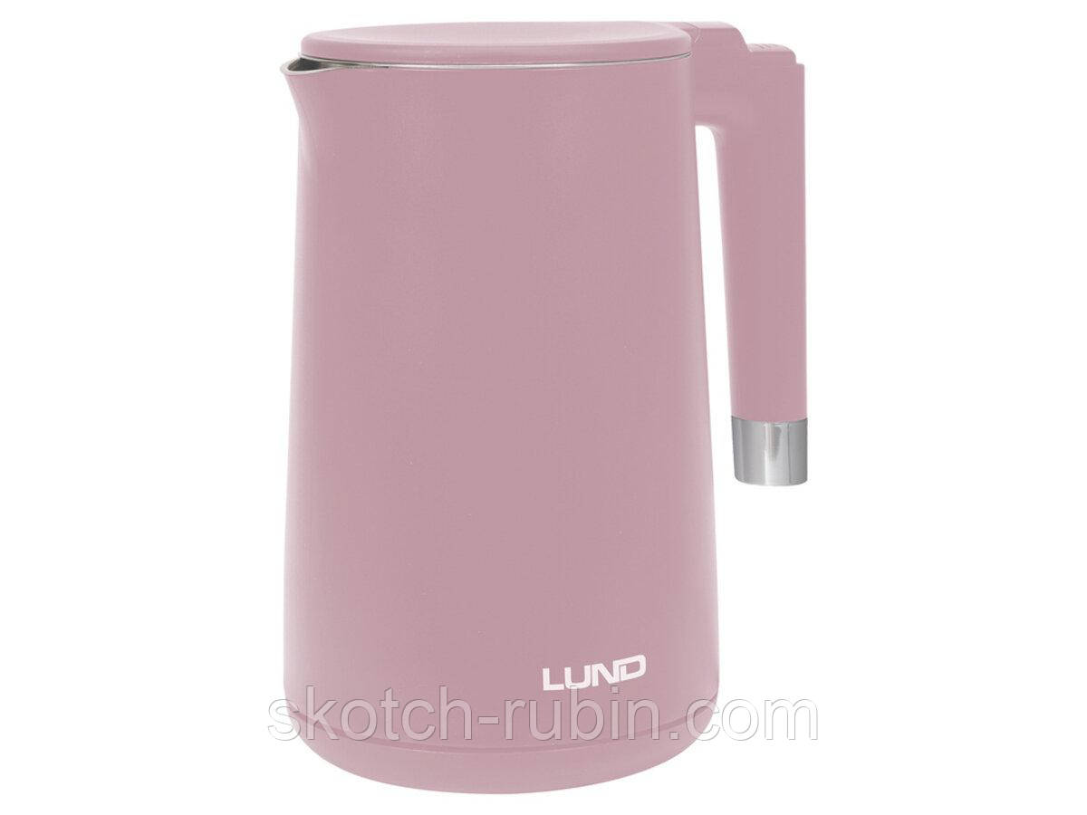 Електрочайник з термостатом з нержавіючої сталі LUND 1,5 л, рожевий, 2200 Вт, живл від мережі 230 В