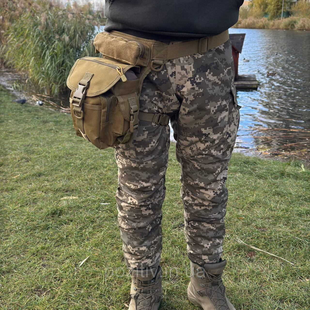 Тактична сумка на пояс і ногу з кріпленням на стегно військова койот, фото 1