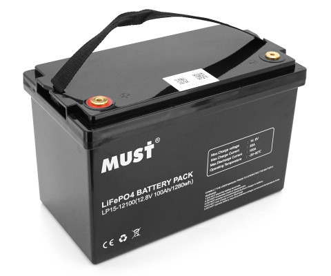 Акумулятор Must LiFePO4 LP15-12100 12,8 V 100 Ah, 1,28kWh, BMS50A@4S, 6000 cycles