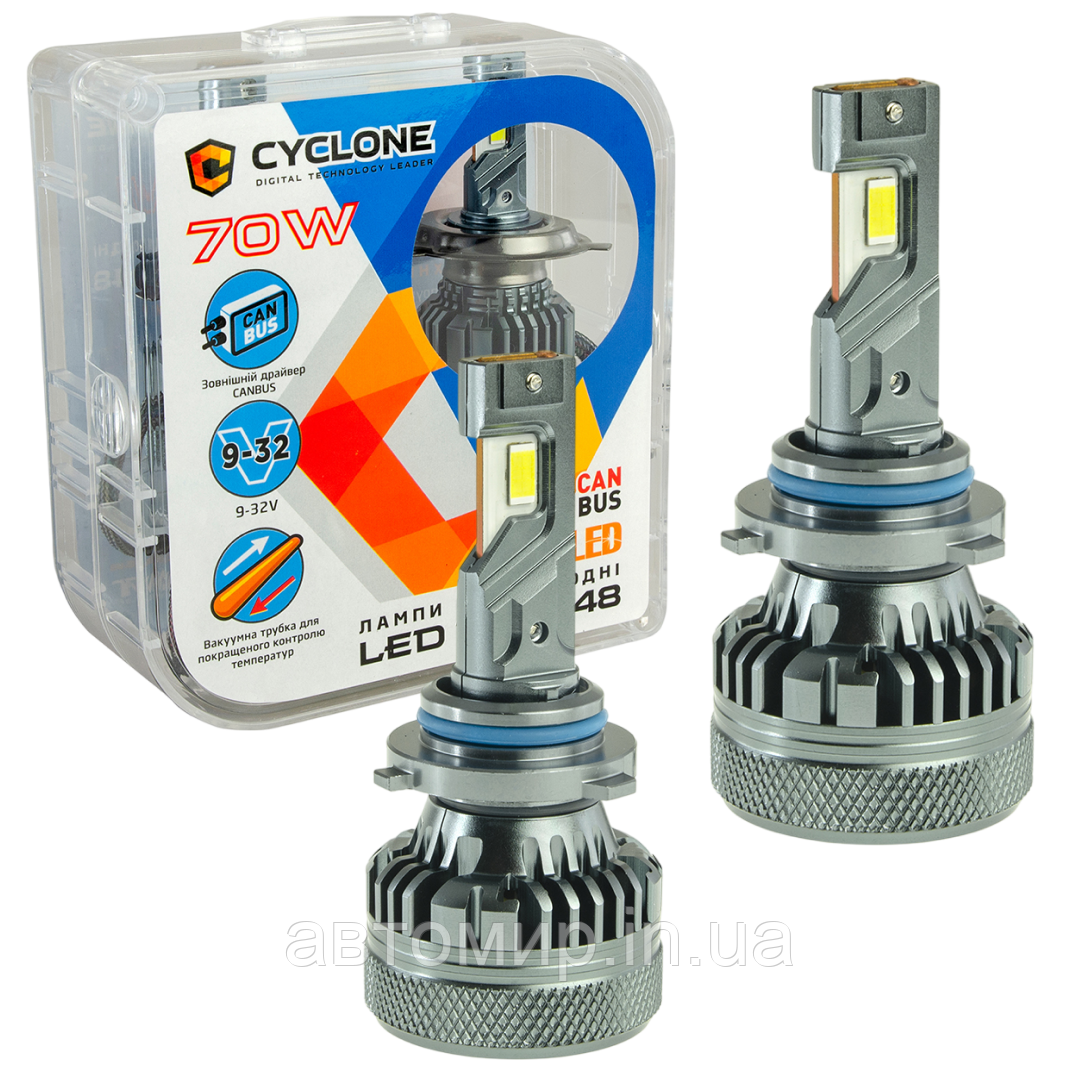 Автомобільні світлодіодні LED лампи у фару головного світла CYCLONE LED HB3 5500K 18000Lm type 48 12-32V 70W