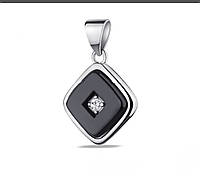 Срібний кулон з чорною керамікою "Ромб"