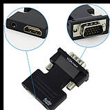 Конвертер перехідник HDMI to VGA Converter 1080P Black, фото 4