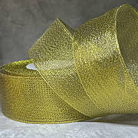 Парчова стрічка 4 см, золото, відрізок 5 м, Золотий