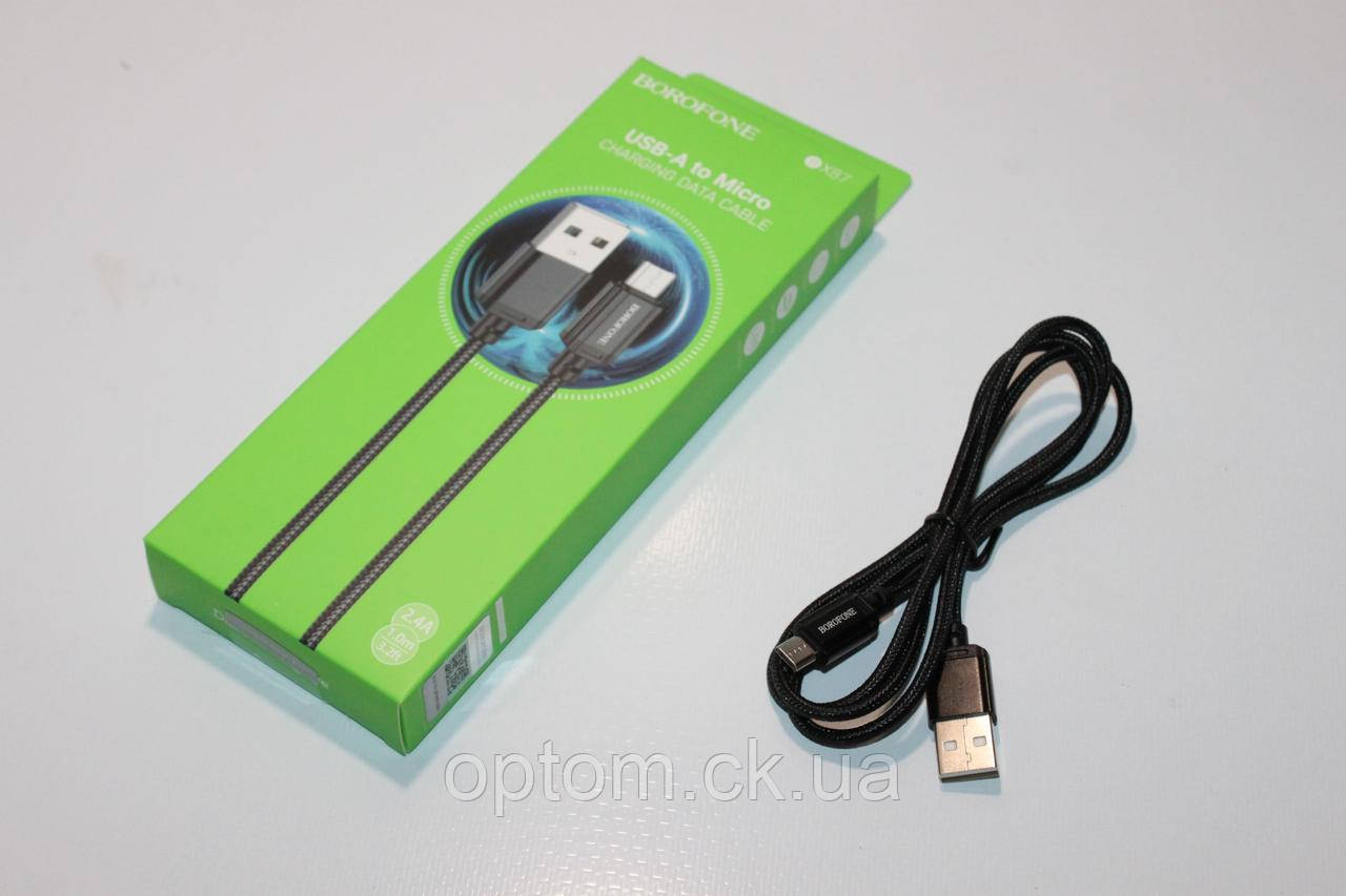 Кабель BOROFONE BX87 MicroUsb 1m 2.4A Black