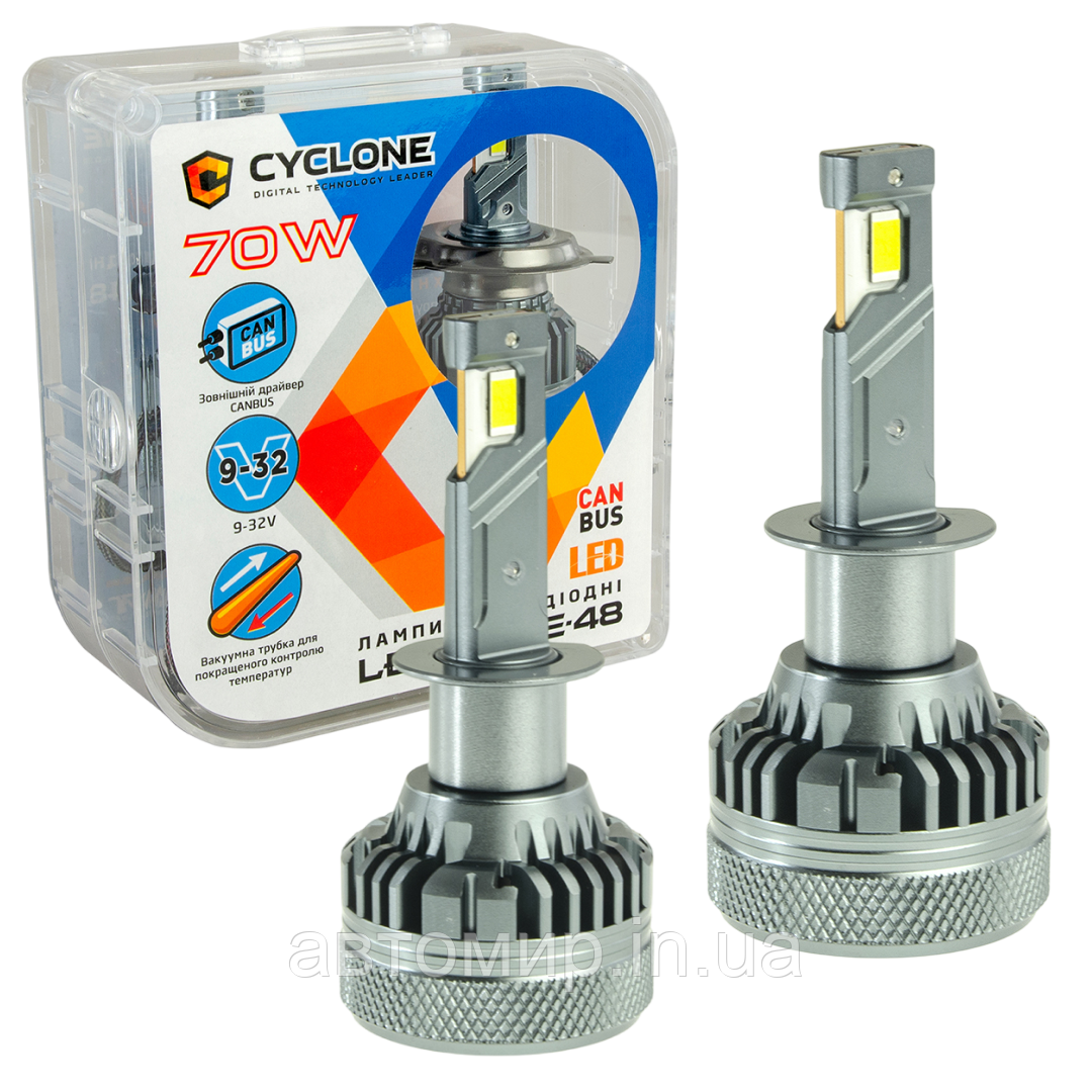 Автомобільні світлодіодні LED лампи у фару головного світла CYCLONE LED H1 5500K 18000Lm type 48 12-32V 70W