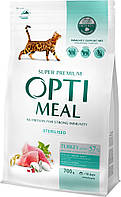 Сухий корм OPTIMEAL для стерилізованих котів індичка та овес 700г