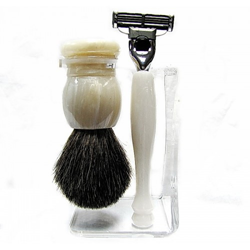 Набір для гоління з помазком Hans Baier 75114 Gillette Mach 3 бежево-білий