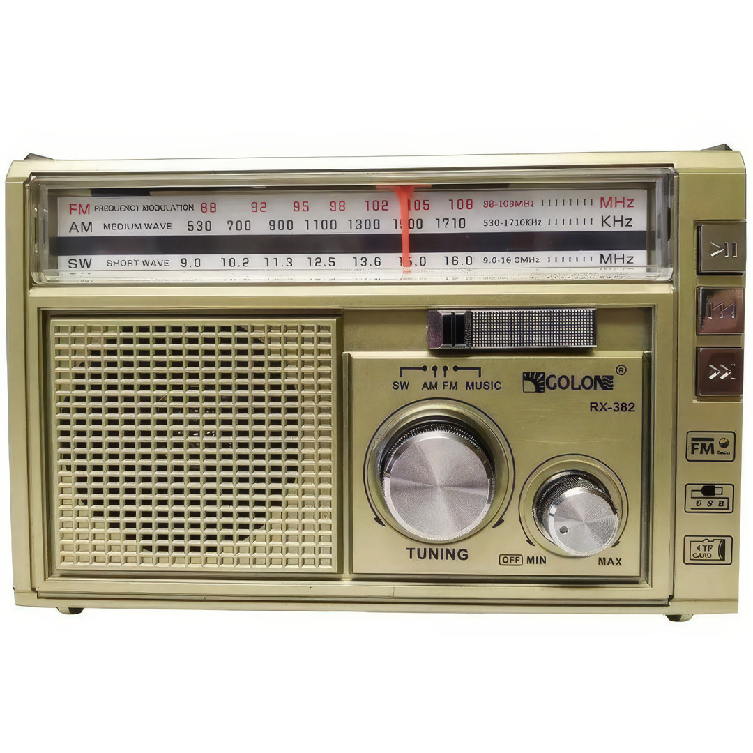 Акумуляторний компактний радіоприймач із вбудованим ліхтариком Golon-RX 382 Портативне радіо на акумуляторі, фото 1