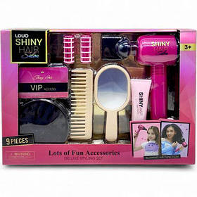 Ігровий набір перукаря (9 аксесуарів, фен видуває повітря, 2 насадки, 2 бігуді, гребінець, люстерко) [tsi25185